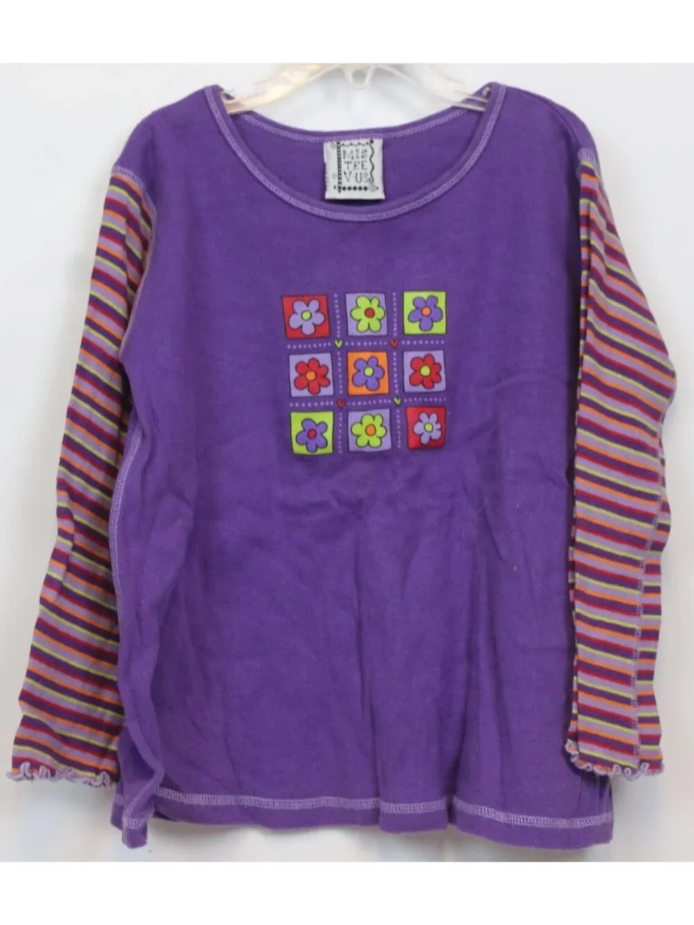 Mis Tee V-Us 2pc Outfit 6x/7 Purple Flower Y2K Hippie Boho Flower Velour Ruffle